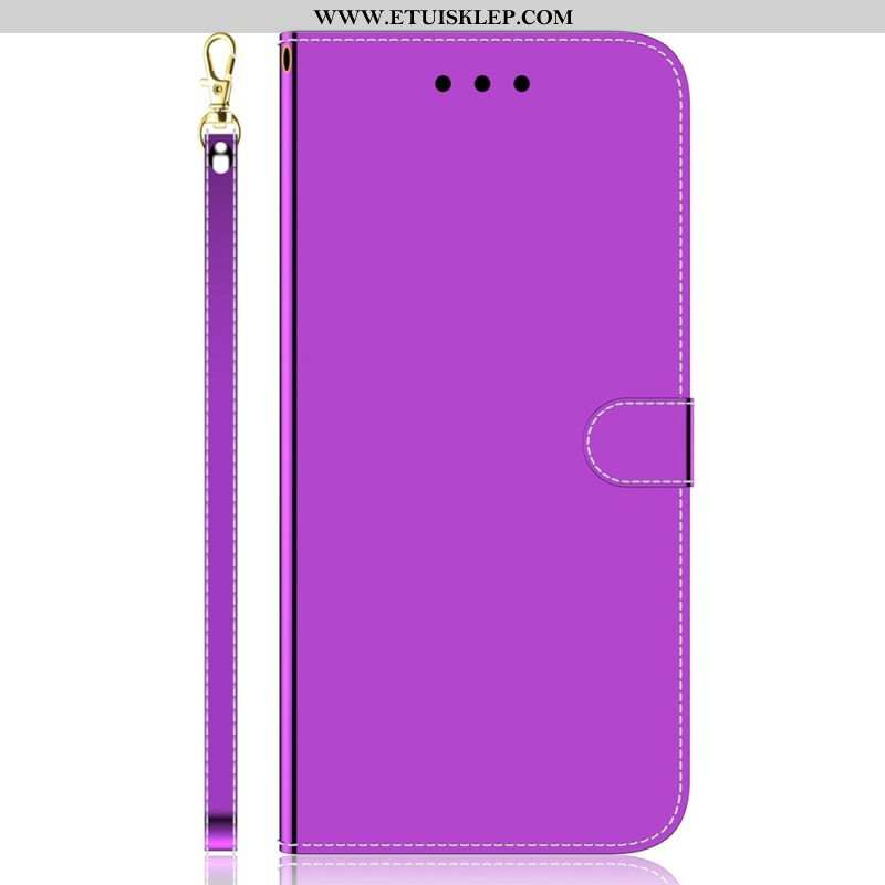 Etui Folio do iPhone 14 Pro Max Osłona Lusterka Ze Sztucznej Skóry